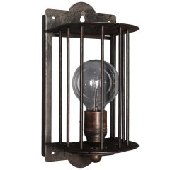 Used Caged Galvanized Metal Sconce