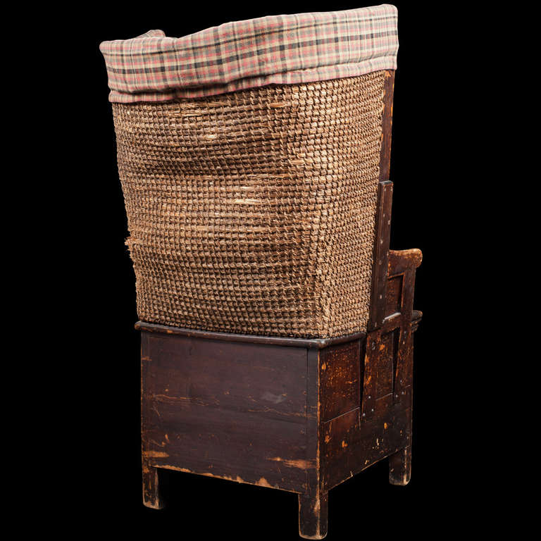 Beech Scottish Primitive Tall Back Chair with Storage Drawer