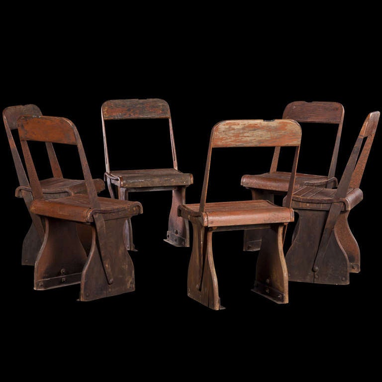 Six Iron / Wood Reversible Chairs In Distressed Condition In Culver City, CA