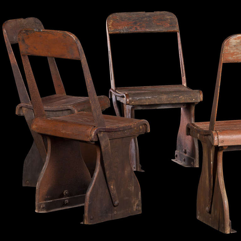 20th Century Six Iron / Wood Reversible Chairs