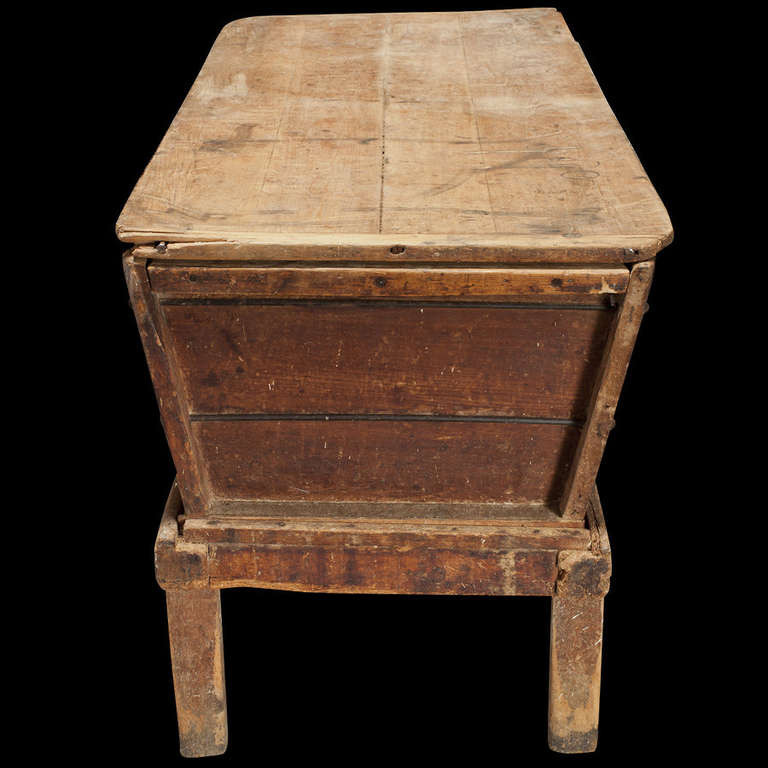 Used in an early commercial bakery to mix flour and water for bread, the dough would be placed in the bin, allowing it to rest and rise...

Made in 19th c. England.