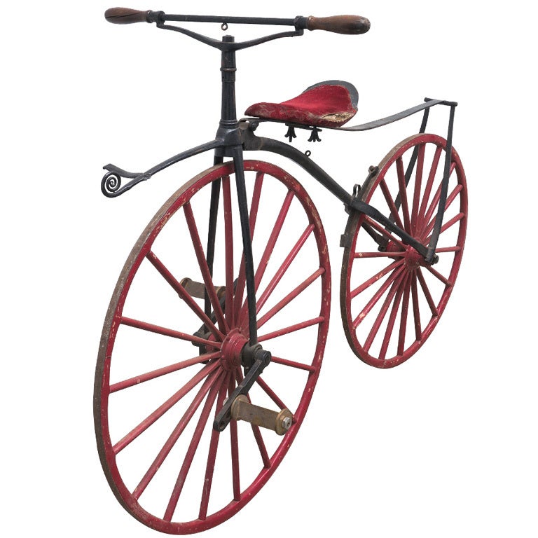19th century "Boneshaker" Bicycle with Bronze Pedals