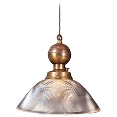 Large Industrial Brass Ceiling Pendant