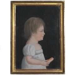 Portrait of Young Girl with Hot Dog done in Pastel/Watercolour