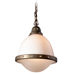 Arts and Crafts Milk Glass Pendant Light