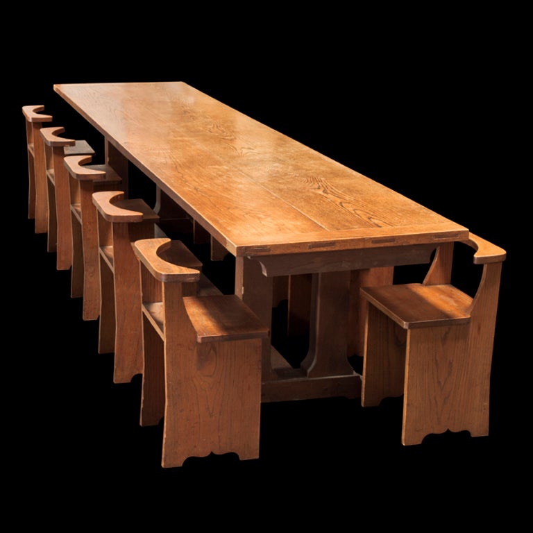 English Convent Table designed by Max Gill with Ten Chairs