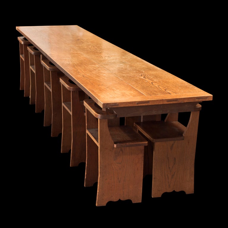 Mid-20th Century Convent Table designed by Max Gill with Ten Chairs