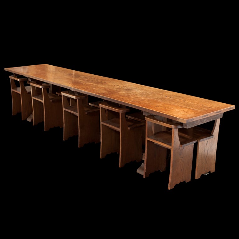 Oak Convent Table designed by Max Gill with Ten Chairs