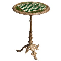 Bistro Table with Checkerboard Inlay and Glass Top