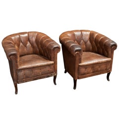 Swedish Leather Club Chairs