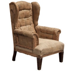Primitive Rolled Arm Wingback Chair
