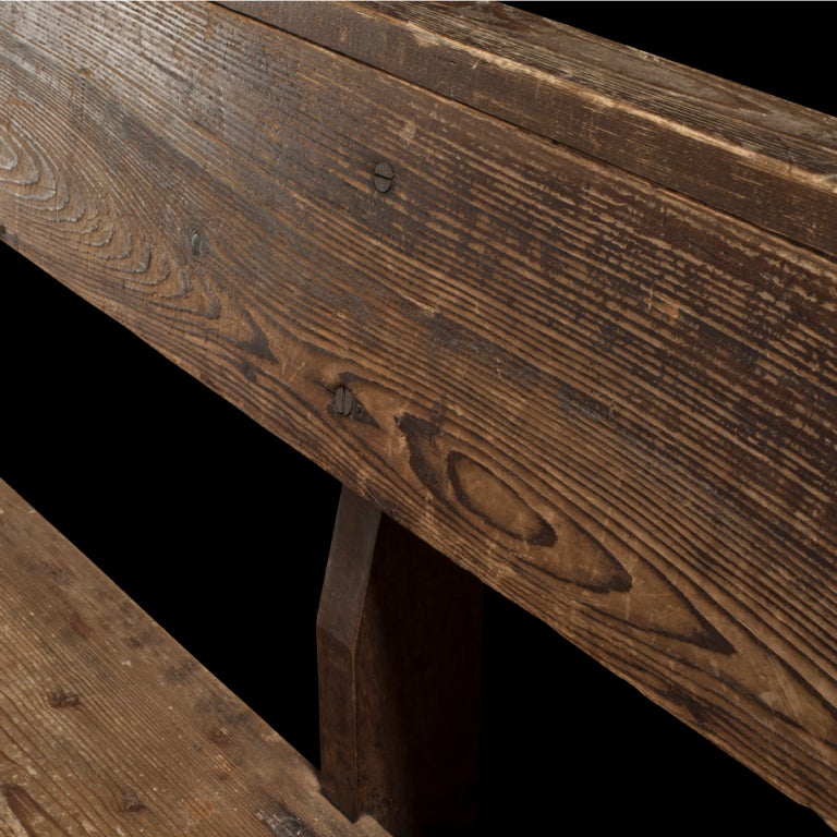 19th Century Long Primitive Simple Farm Bench