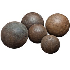 Five Japanese Wooden Spheres