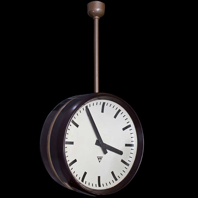 French Bakelite Double Face Station Clock
