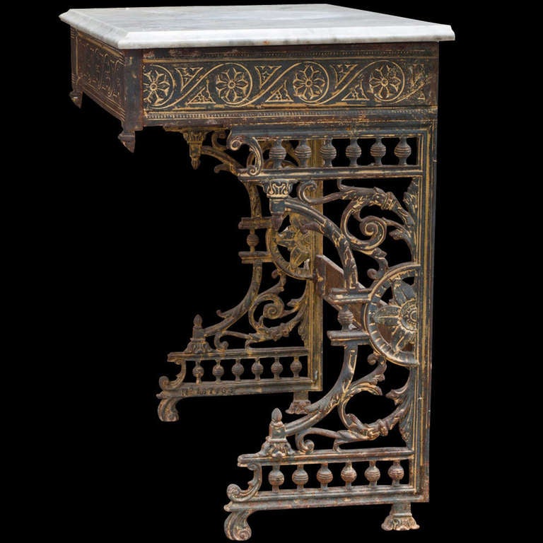 Iron / Marble Ornate Side Table