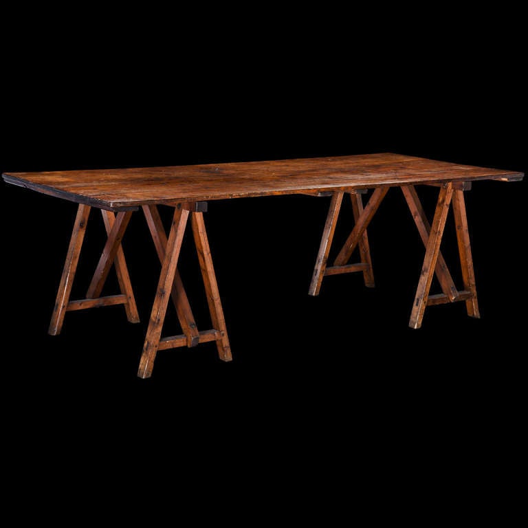 Wood Oversized Sawhorse Table