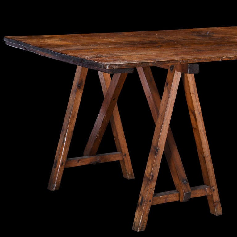 20th Century Oversized Sawhorse Table