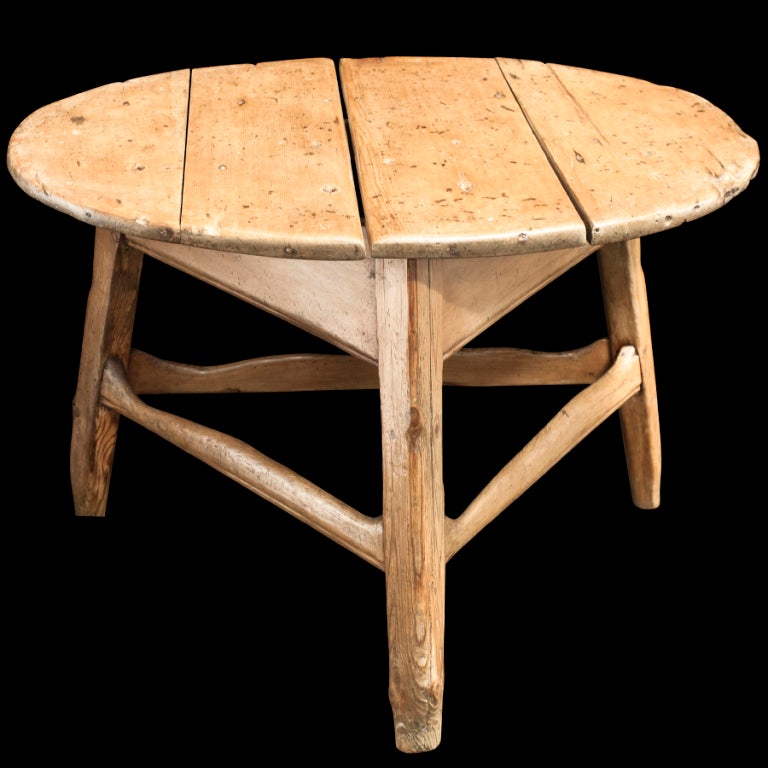 English Large Cricket Table with Natural Legs and Top