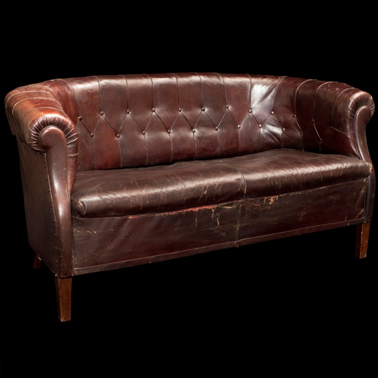 Roll Arm Leather Sofa / Loveseat