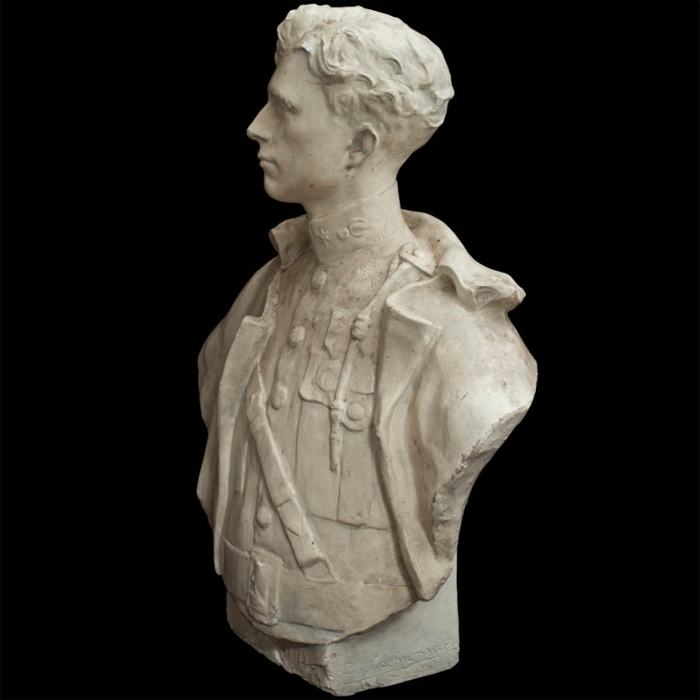Plaster Composite Bust of Leopold III In Good Condition In Culver City, CA