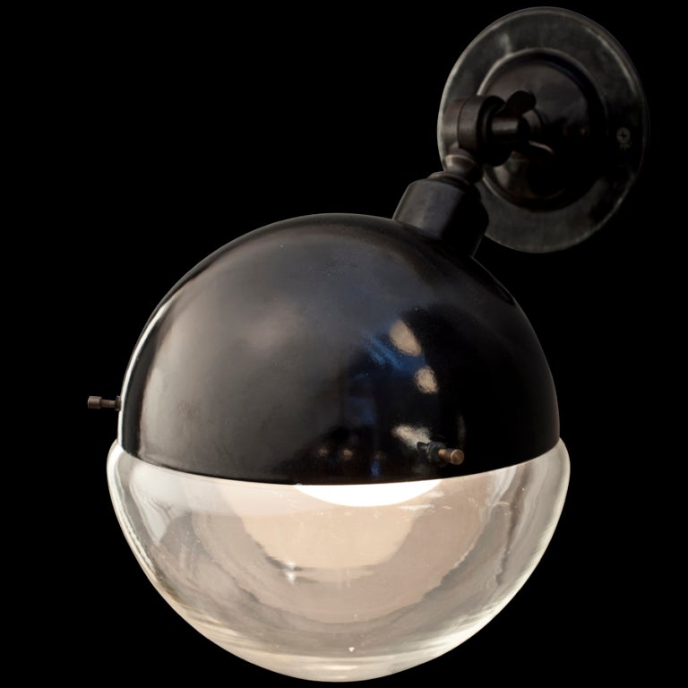 Mid-20th Century Italian Rounded Glass and Metal Wall Mounted Sconce