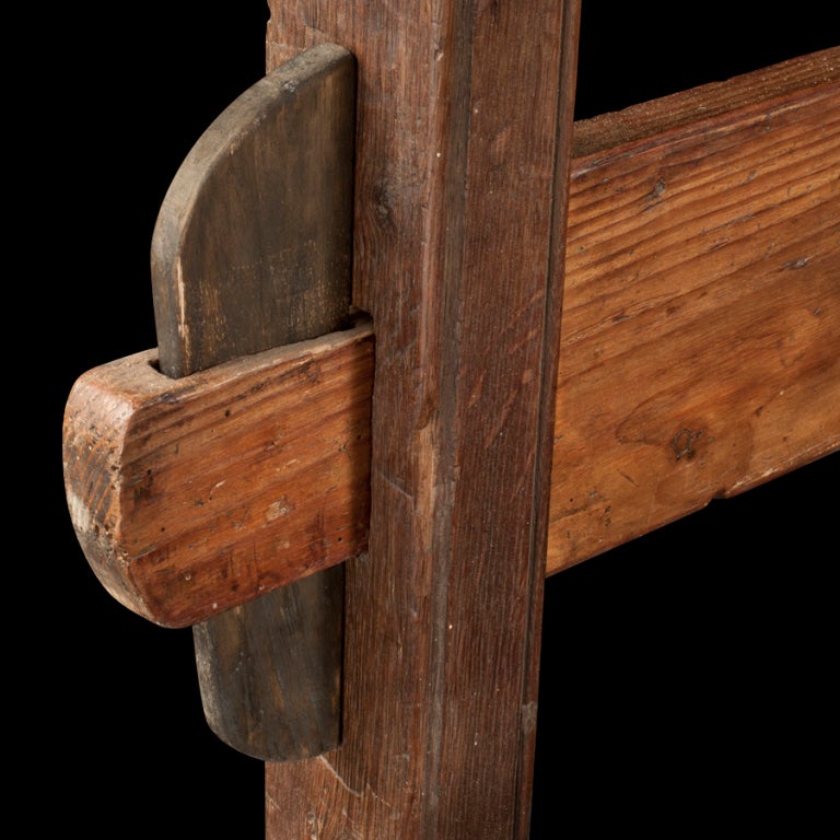 18th Century and Earlier Primitive Trestle Chestnut Console Table