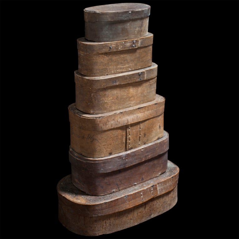 French Collection of Six Wooden Storage Boxes