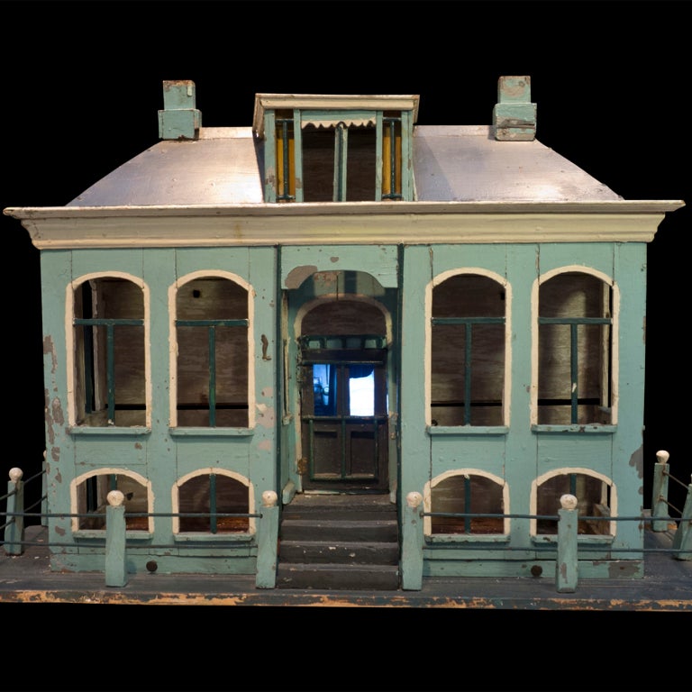 Beautiful model of an antebellum house with original green paint.

Made in America circa 1870.