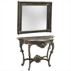 Wood Surround Mirror and 18th Century Italian Console