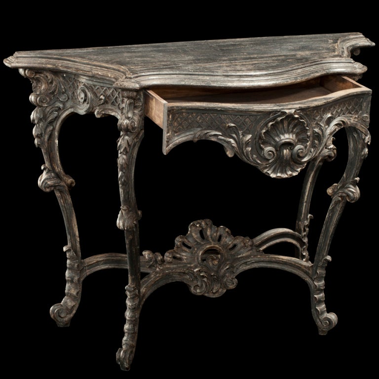 Wood Surround Mirror and 18th Century Italian Console