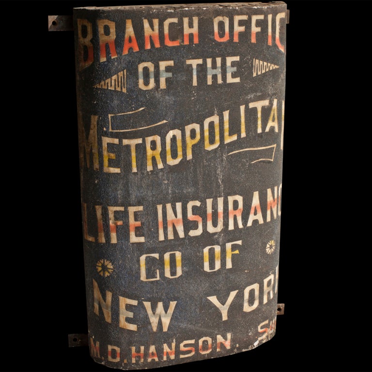 Metropolitan Life Insurance Hand Painted Sign In Good Condition In Culver City, CA