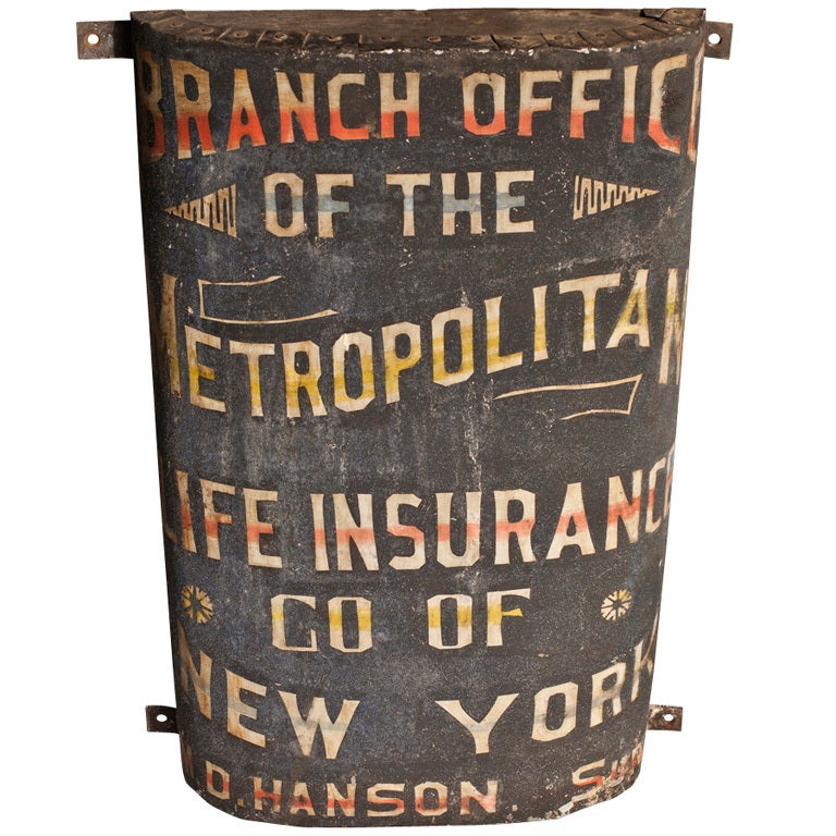 Metropolitan Life Insurance Hand Painted Sign