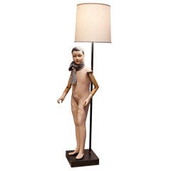 Vintage Metal Floor Lamp with Mannequin of a Young Boy