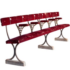 Victorian Cast Iron and Velvet Theater Benches