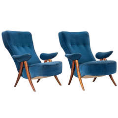 Pair of Ultramarine Blue Lounge Chairs