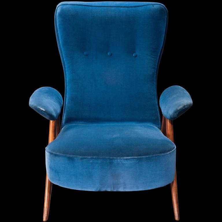 Pair of Ultramarine Blue Lounge Chairs 4