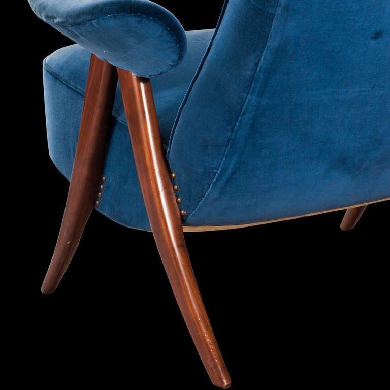 Pair of Ultramarine Blue Lounge Chairs at 1stdibs