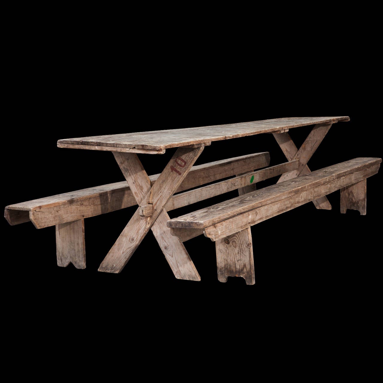 Joinery Large Rustic Trestle Table with Pair of Benches