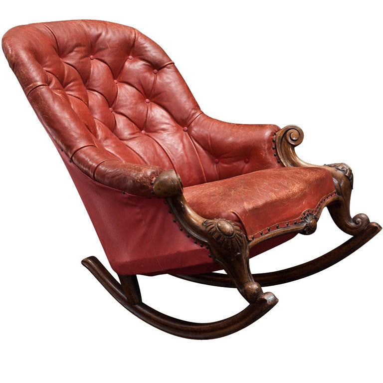 Overized Leather Victorian Rocker