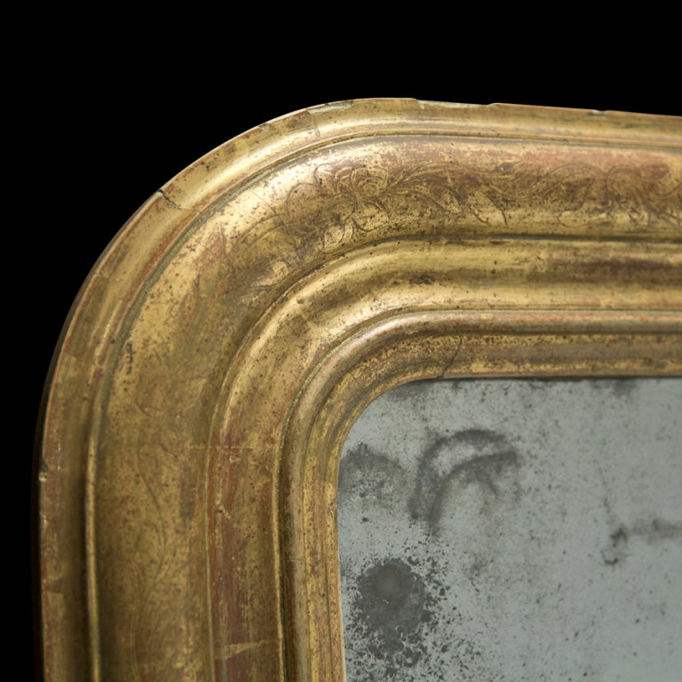 19th Century Gold Leaf Oval Top Mirror