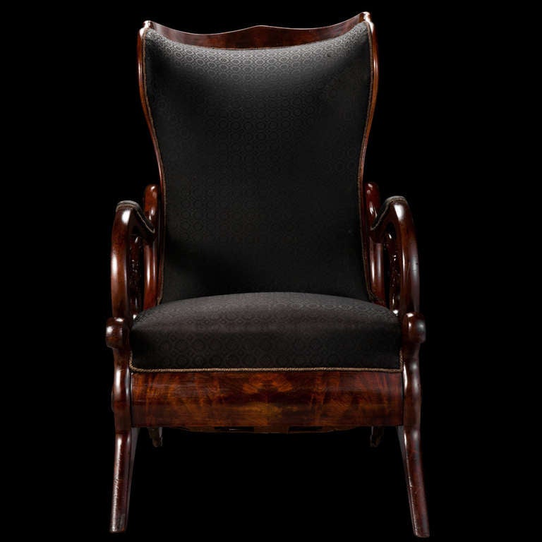Early Victorian Mahogany Wingback Library Chair