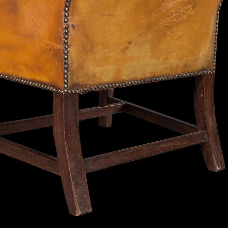 Pair of Leather Wingback Chairs at 1stDibs