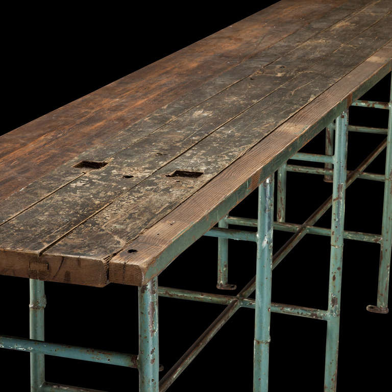 French Six Section Factory Work Table