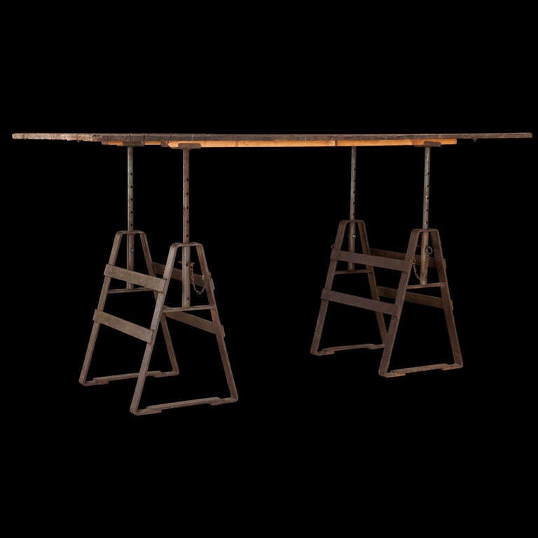 Iron Metal Trestle Primitive Table