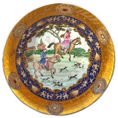 Hunting Scenes Porcelain Bowl, Early 20th Century