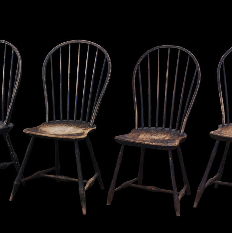 Wood Bow Back Windsor Dining Chairs