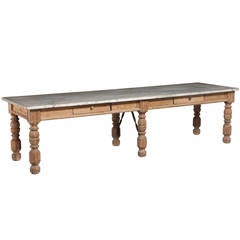 Antique Massive Marble-Top, Chocolate Making Table
