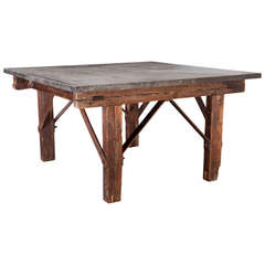 Primitive Work Table with Blue Stone Top