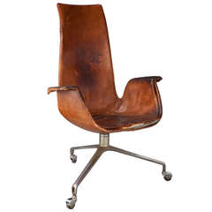 High Back Leather Tulip Chair