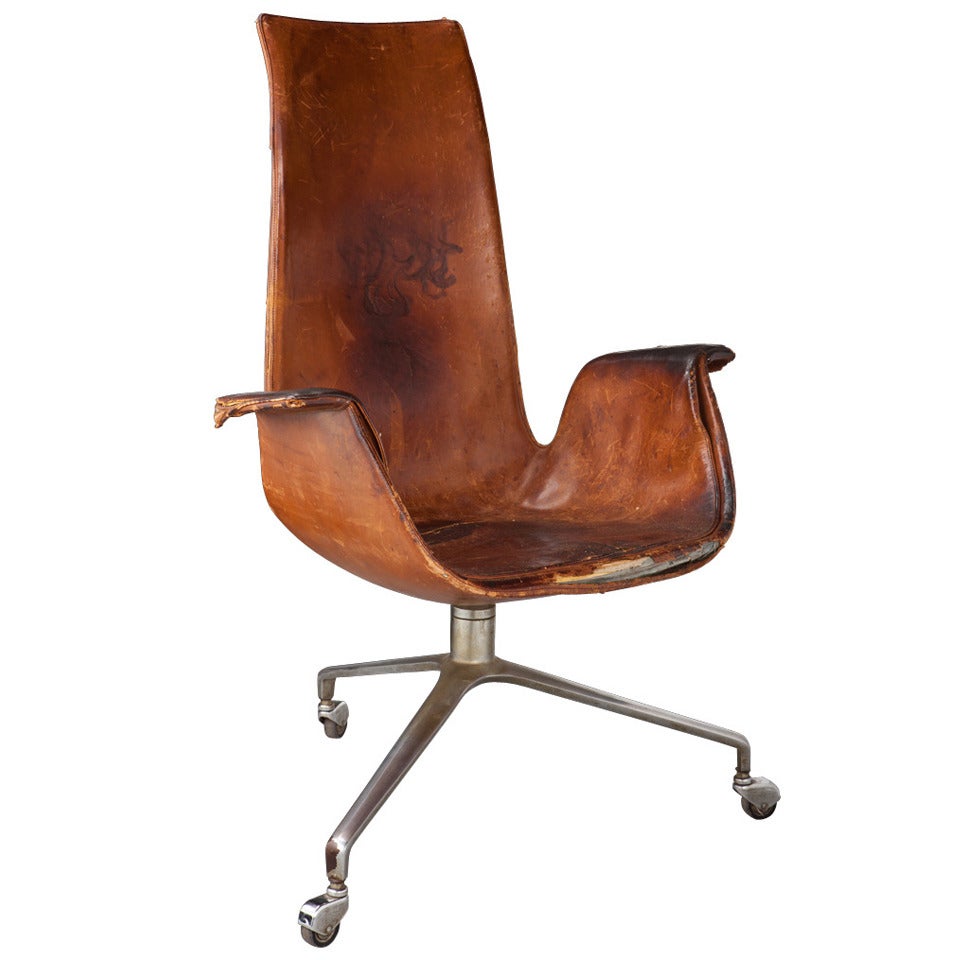 High Back Leather Tulip Chair
